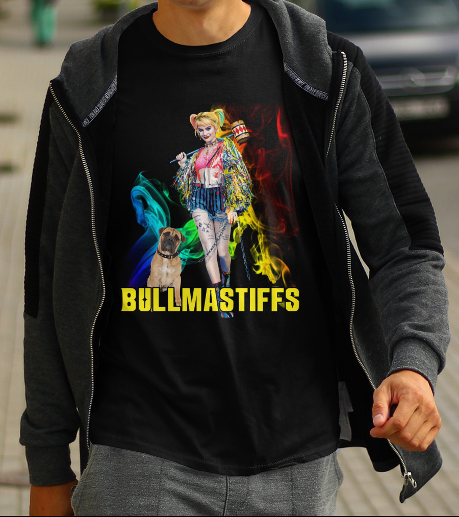 Harley Quinn Bullmastiffs Colorful Smoke Hammer T-Shirt