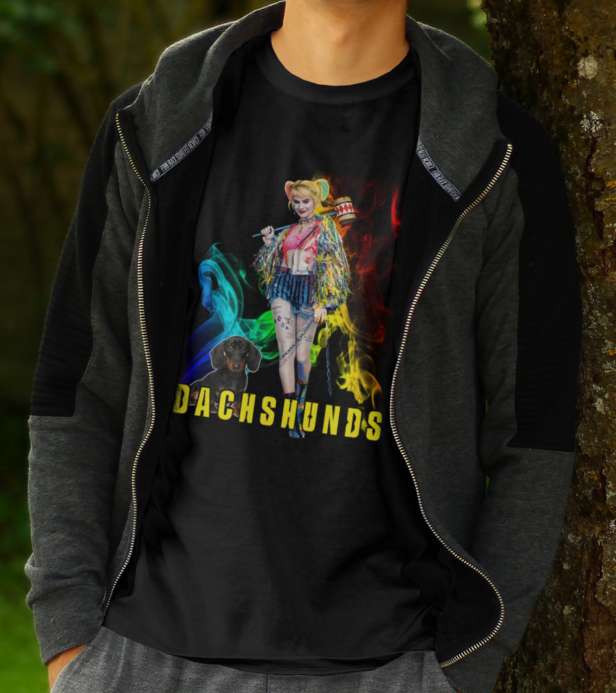 Dachshunds Harley Quinn Colorful Smoke Design Dh T-Shirt