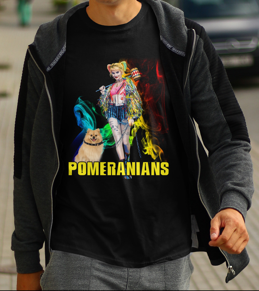 Harley Quinn Pomeranians Colorful Smoke T-Shirt