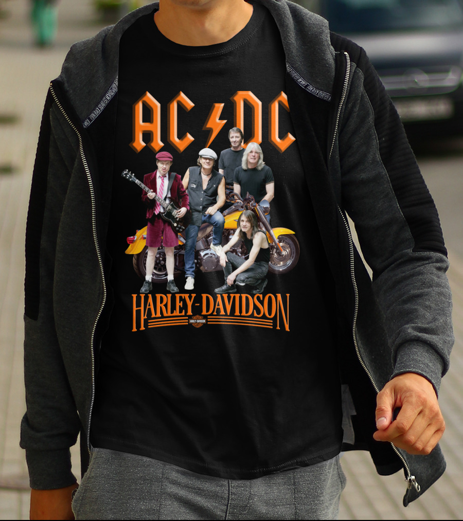 Acdc Harley Davidson Motorcycle Band Members T-Shirt