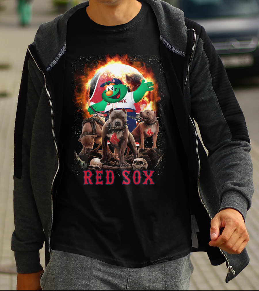 Boston Red Sox Wally Mascot With Fierce Bulldogs And Fiery T-Shirt