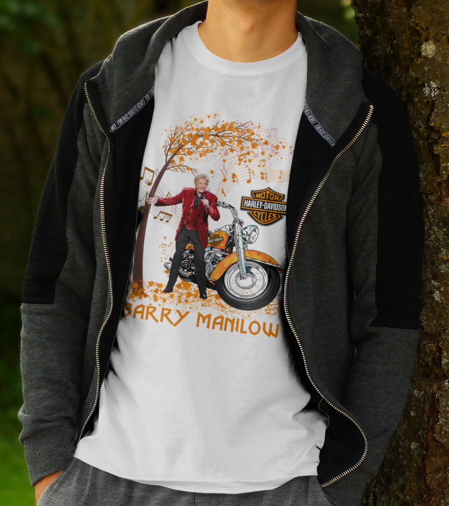 Barry Manilow Harley Davidson Motorcycle Musical Notes T-Shirt