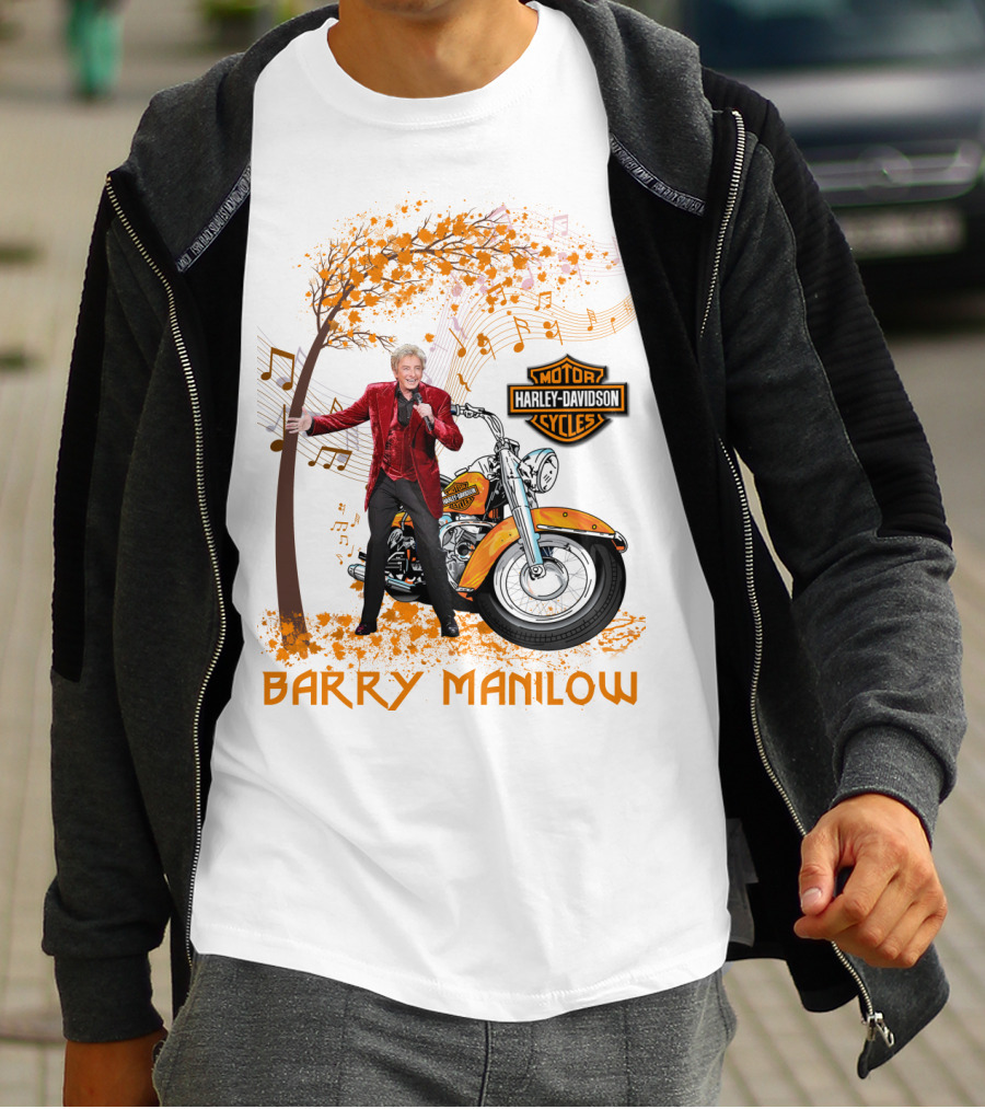 Barry Manilow Harley Davidson Motorcycle Musical Notes T-Shirt