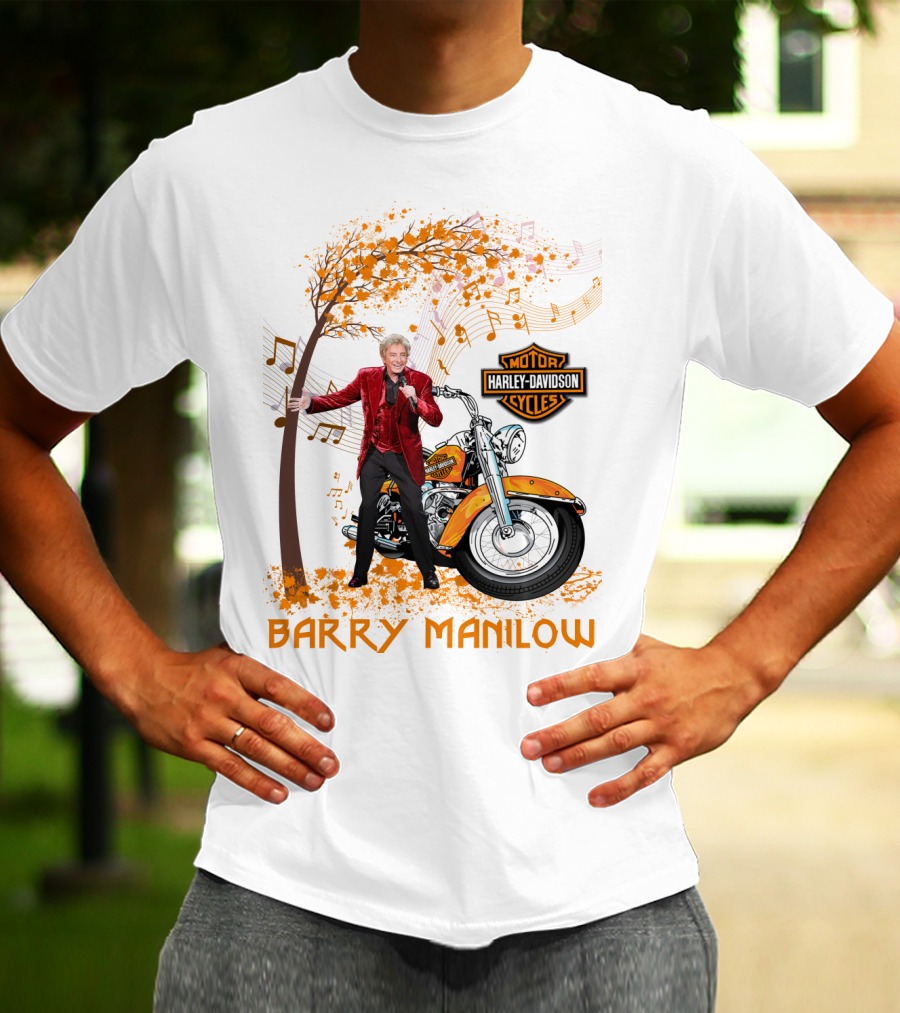 Barry Manilow Harley Davidson Motorcycle Musical Notes T-Shirt