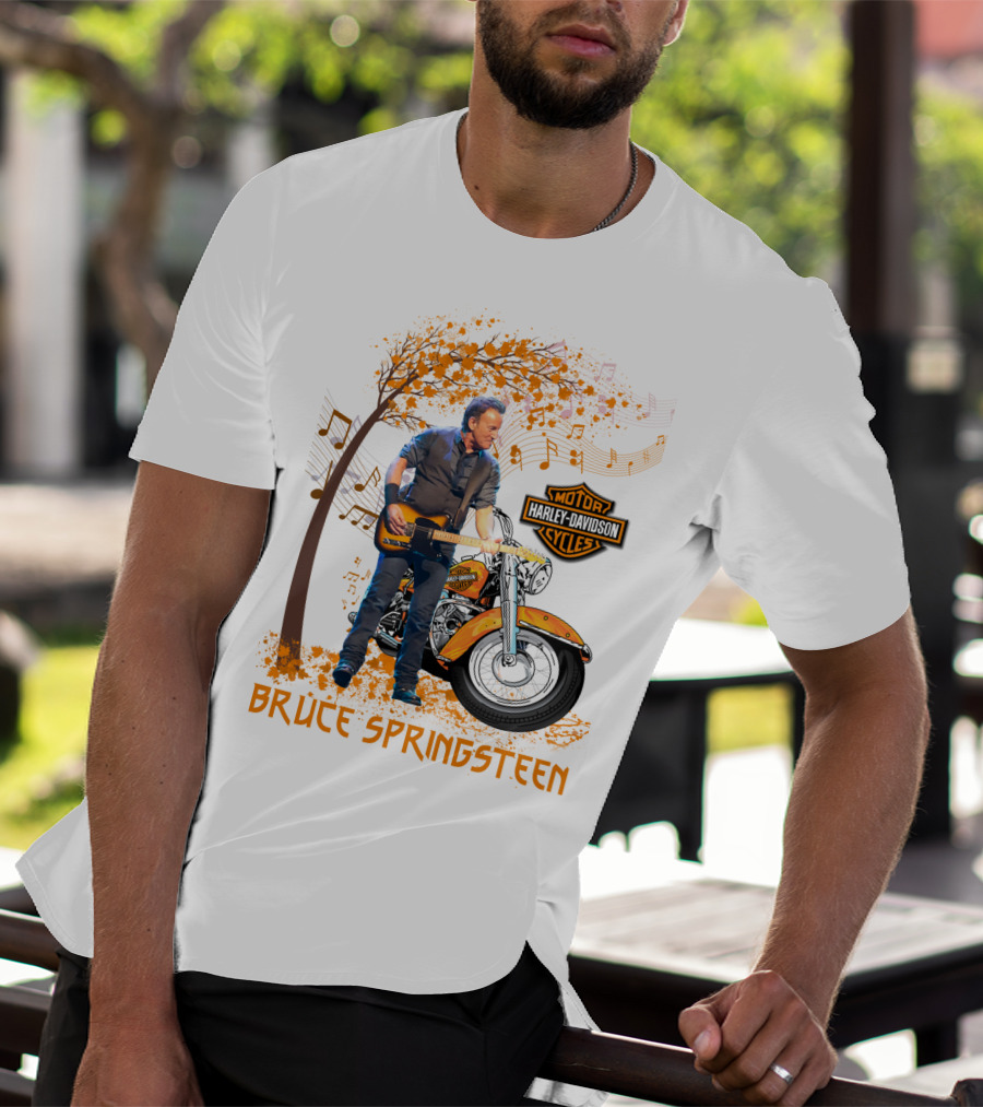 Bruce Springsteen Harley Davidson Motorcycles Music Theme T-Shirt