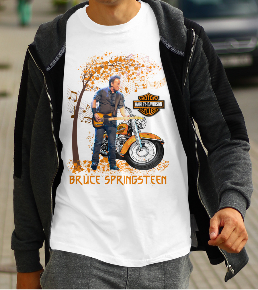 Bruce Springsteen Harley Davidson Motorcycles Music Theme T-Shirt