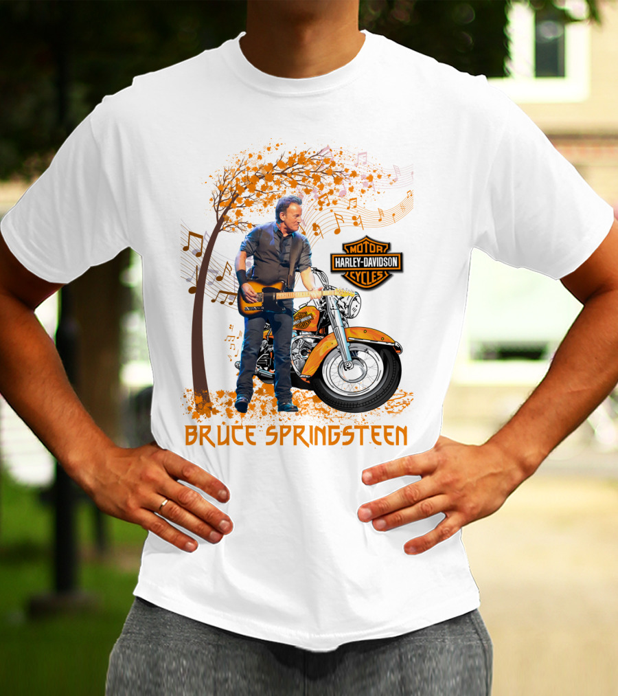 Bruce Springsteen Harley Davidson Motorcycles Music Theme T-Shirt