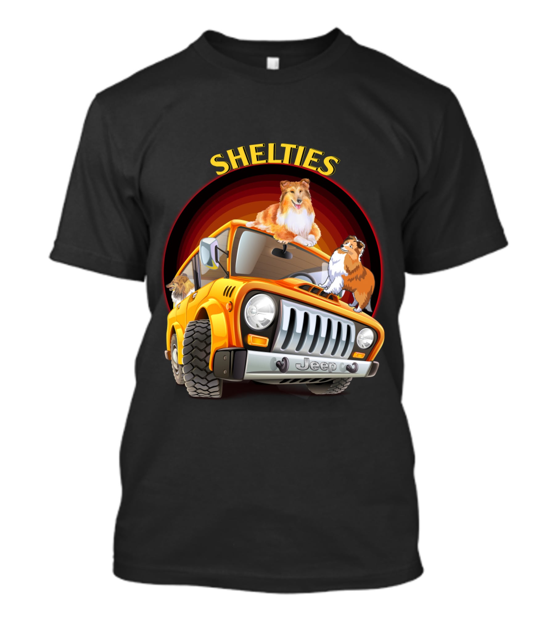 Shelties On Jeep Adventure Dh T-Shirt