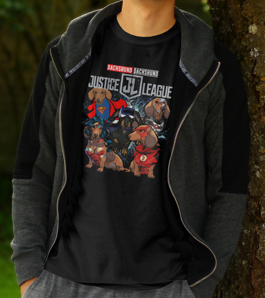 Dachshund Justice League Superheroes DH 55 T-Shirt