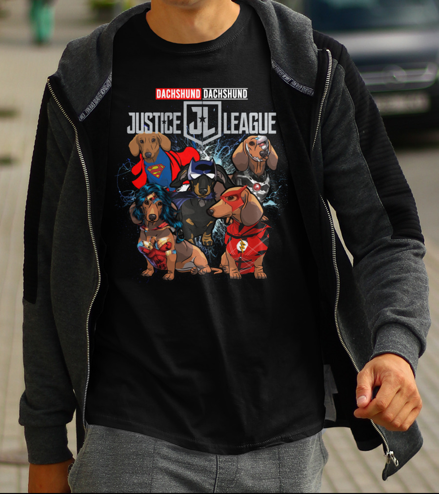 Dachshund Justice League Superheroes DH 55 T-Shirt