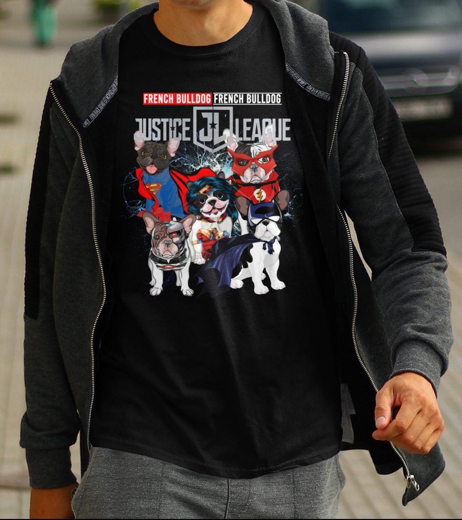 Justice League French Bulldog Superhero Characters DH 55 T-Shirt