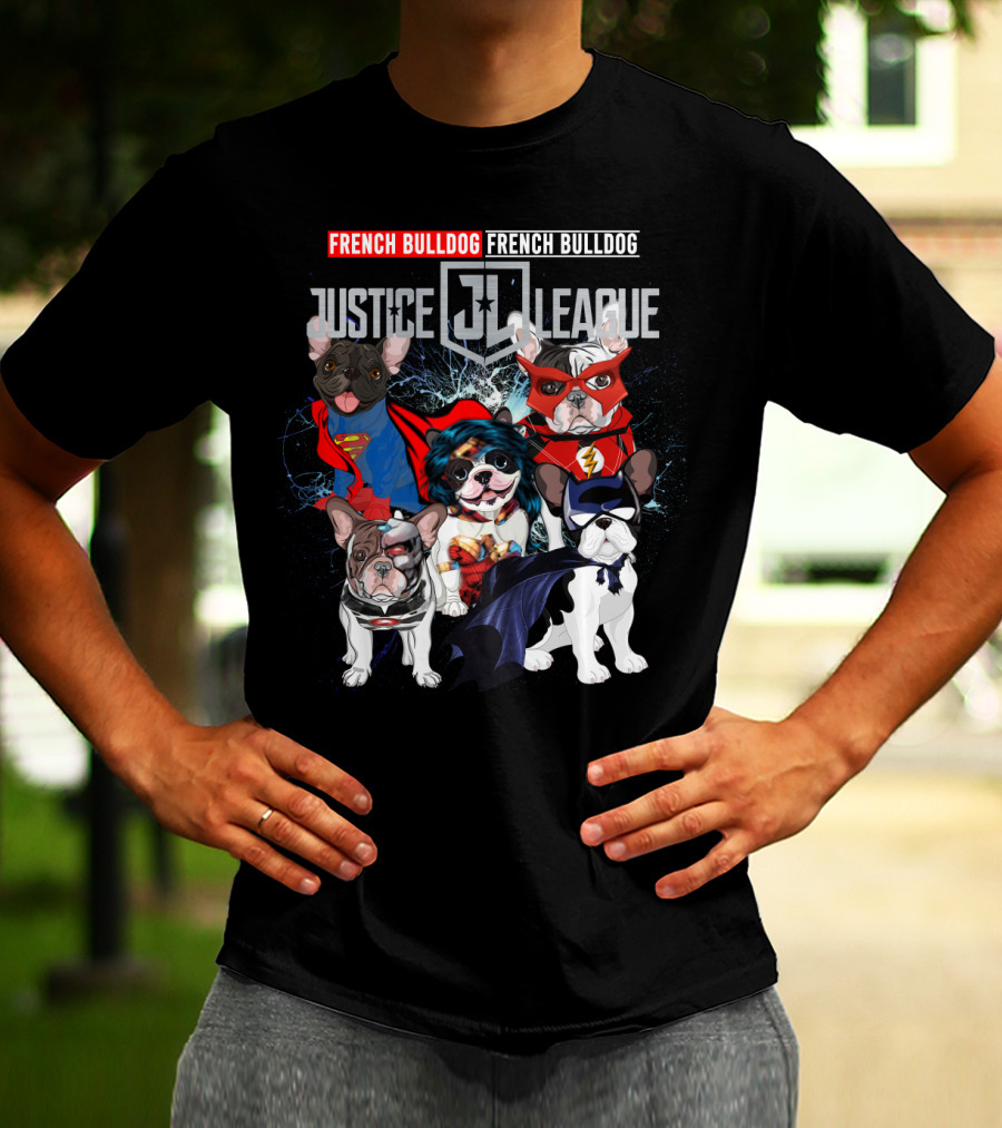 Justice League French Bulldog Superhero Characters DH 55 T-Shirt