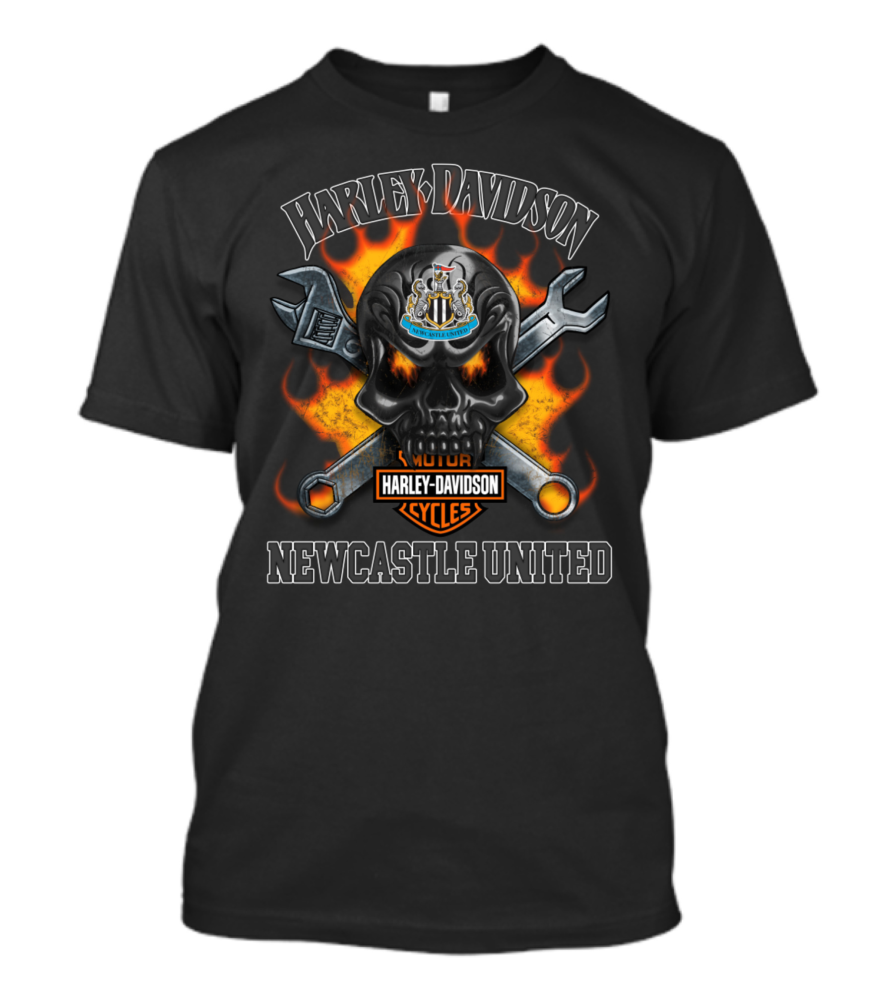 Harley Davidson Newcastle United Skull Flame Wrenches T-Shirt