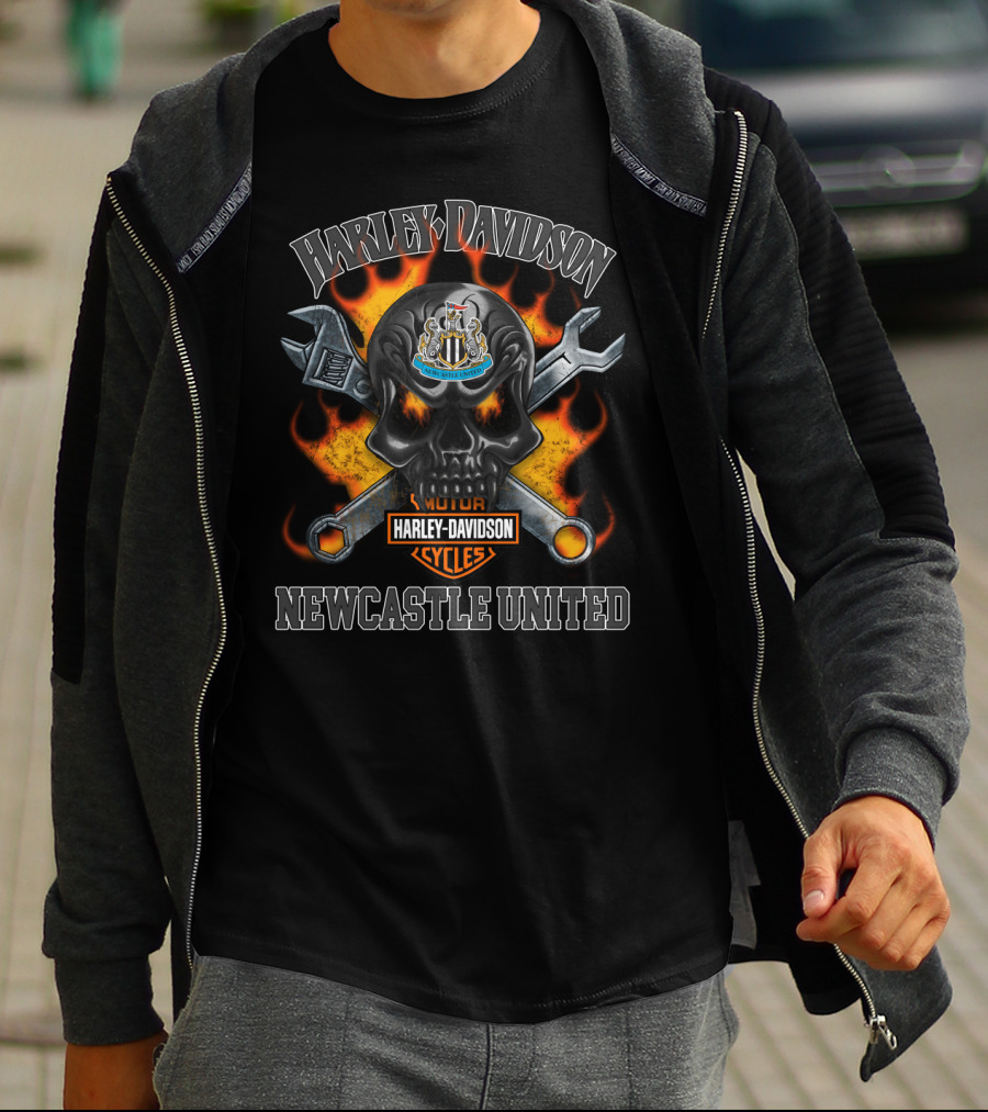 Harley Davidson Newcastle United Skull Flame Wrenches T-Shirt