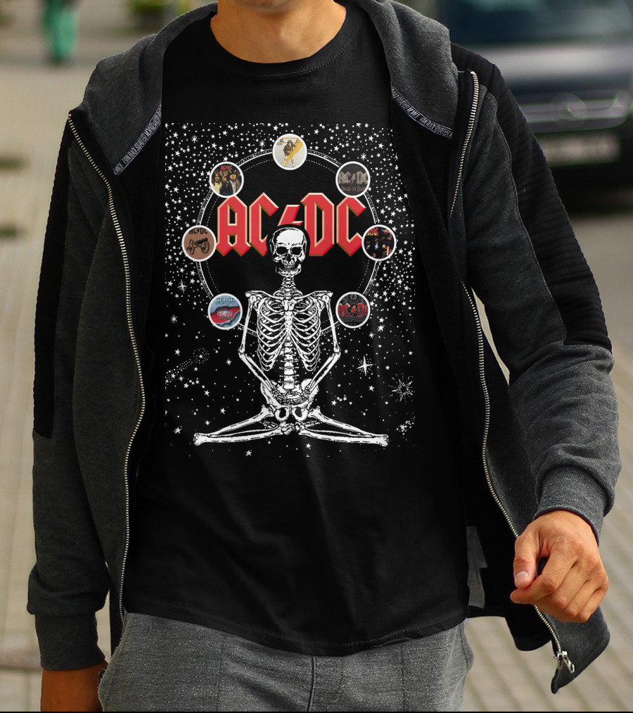 AC/DC Skeleton Circle Album Art Montage T-Shirt