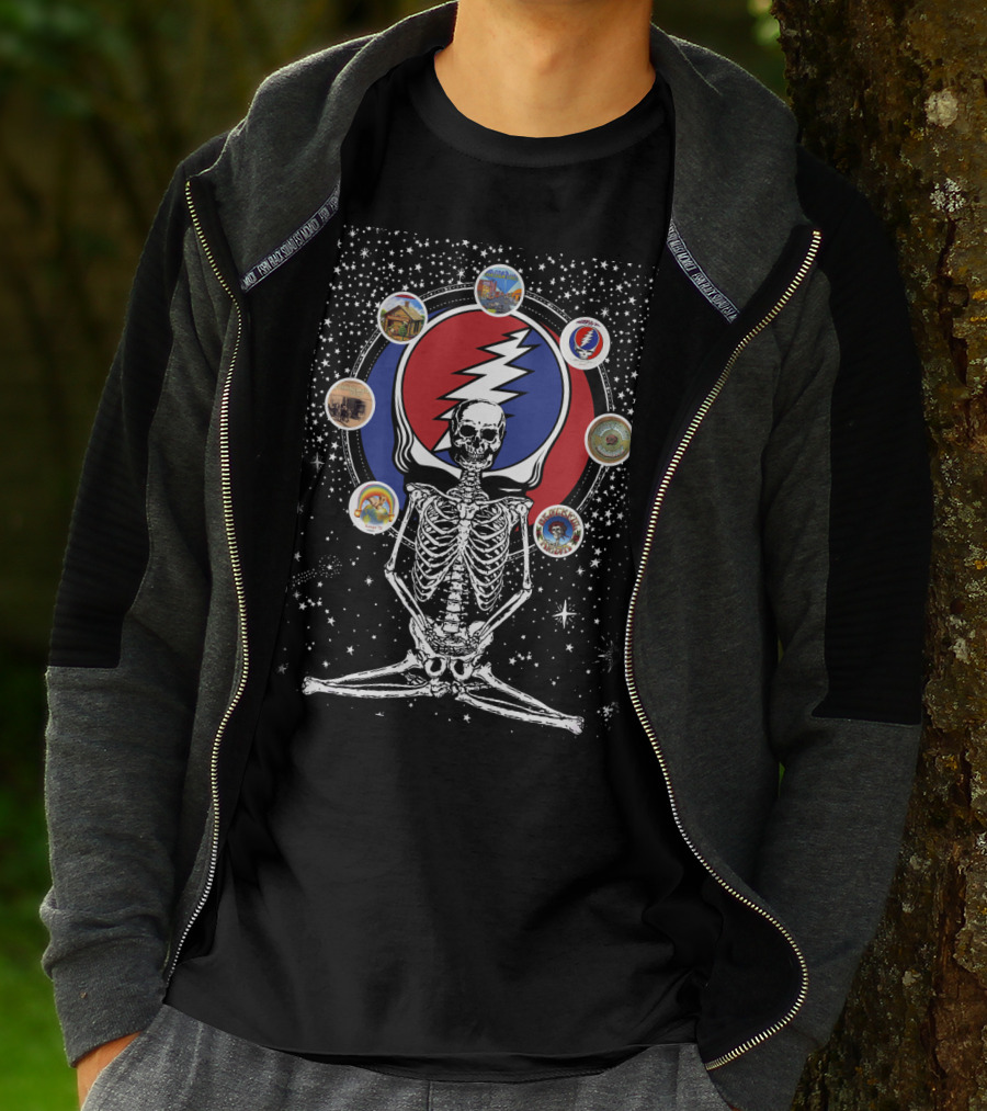 DH 59 Grateful Dead Steal Your Face Skeleton And Cosmic Album T-Shirt