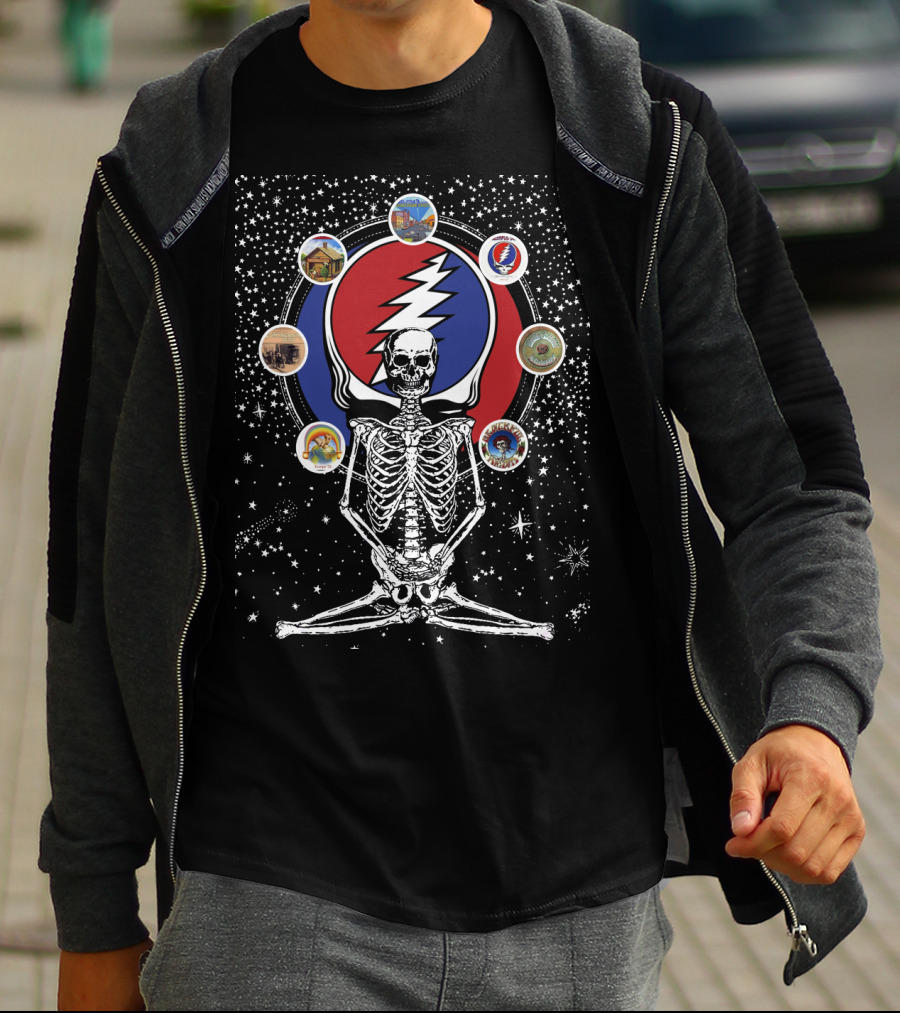 DH 59 Grateful Dead Steal Your Face Skeleton And Cosmic Album T-Shirt