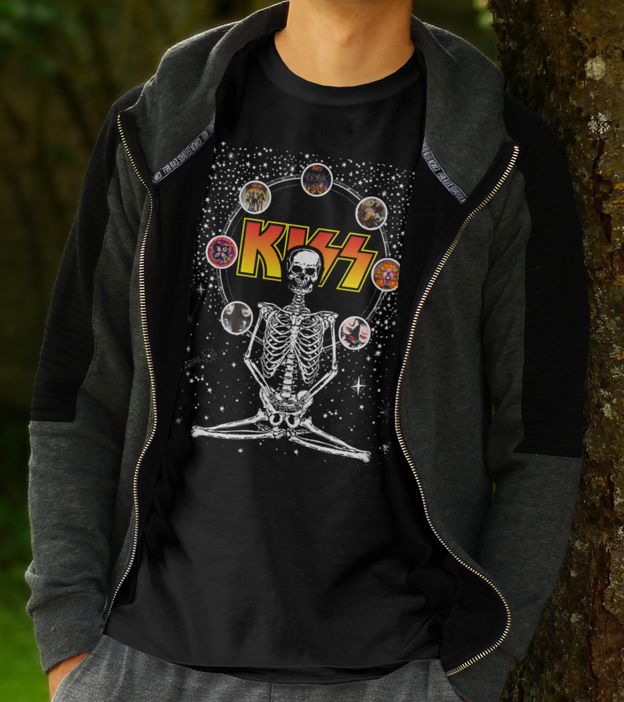 KISS Skeleton Galaxy DH 59 Album Circles T-Shirt