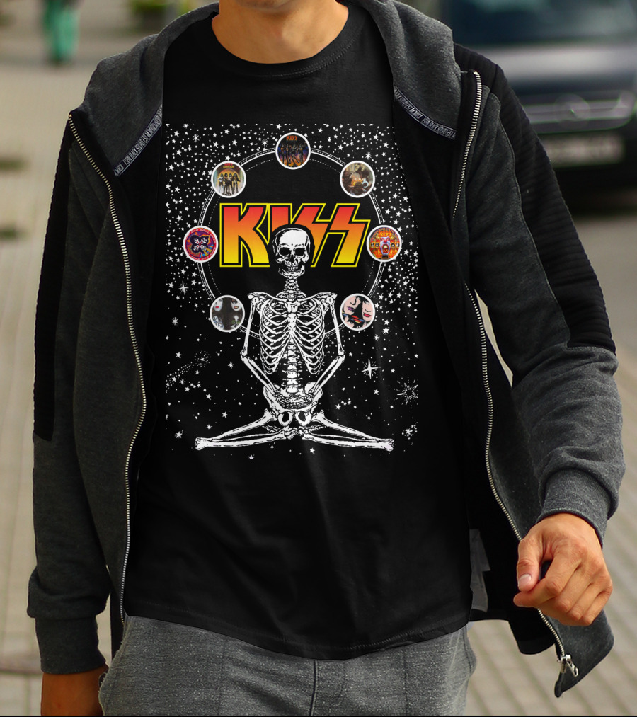 KISS Skeleton Galaxy DH 59 Album Circles T-Shirt
