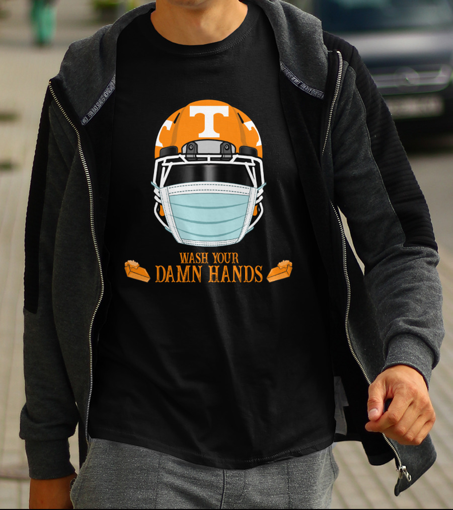 Wash Your Damn Hands Tennessee Volunteers Helmet With Mask T-Shirt