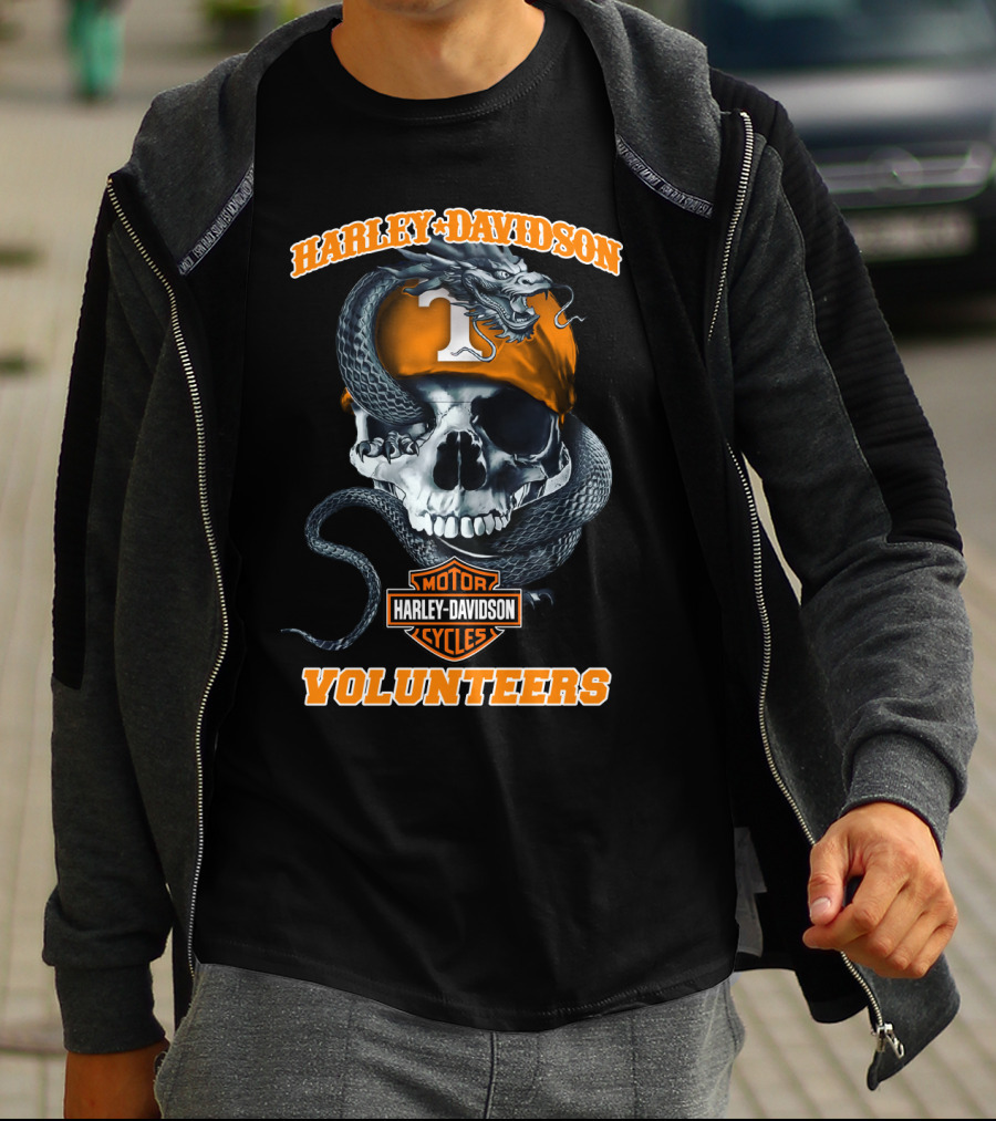Harley Davidson Tennessee Volunteers Skull And Snake Motorcycles T-Shirt
