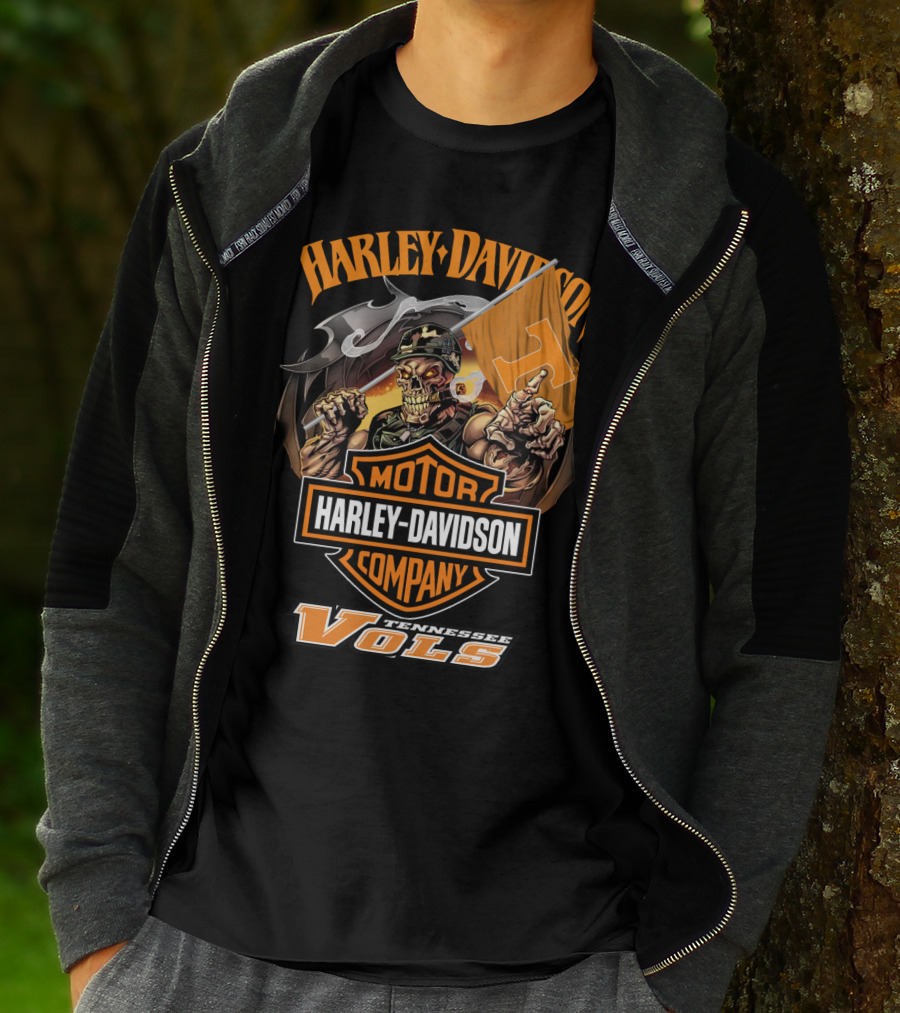 Harley Davidson Tennessee Volunteers Vols Skeleton T-Shirt