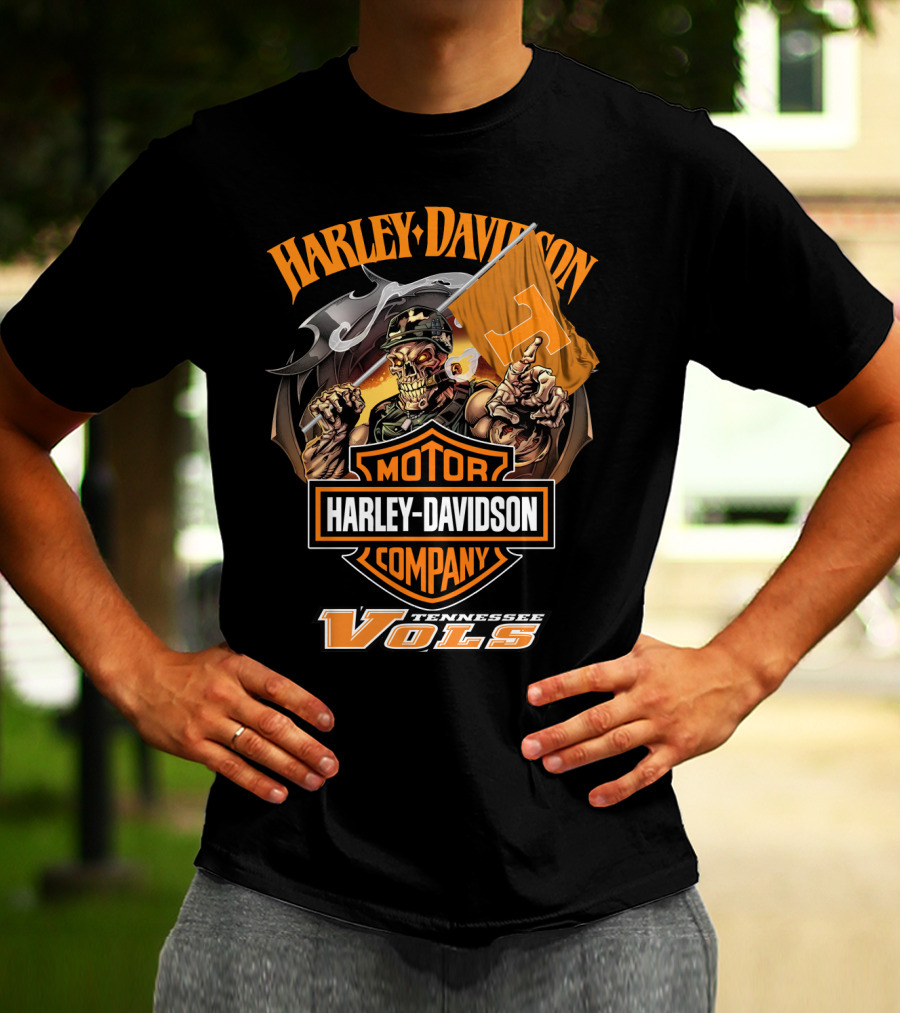 Harley Davidson Tennessee Volunteers Vols Skeleton T-Shirt