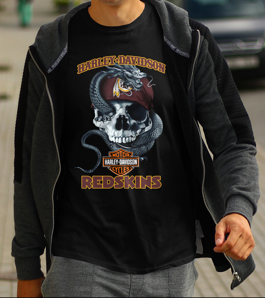 Harley Davidson Redskins Skull And Snake T-Shirt