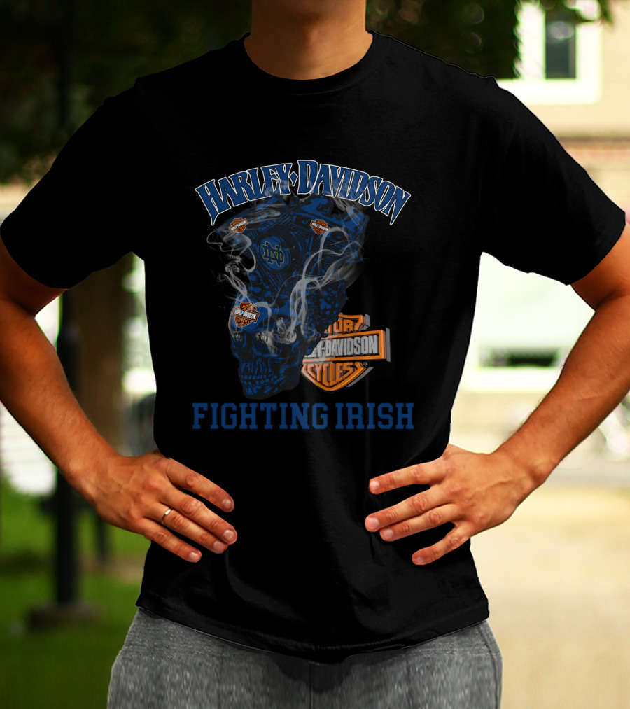 Harley Davidson Notre Dame Fighting Irish 70 Hd Skull T-Shirt