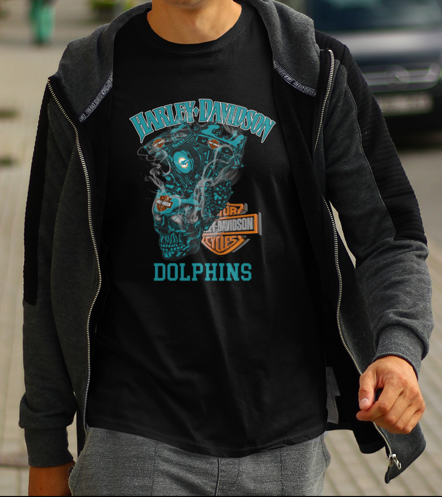 Harley Davidson Motorcycles Miami Dolphins T-Shirt