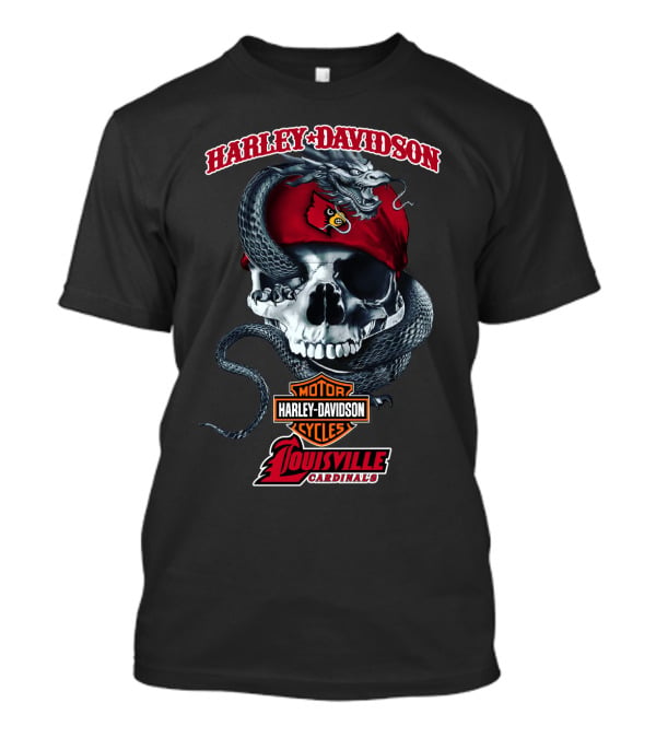Harley Davidson Skull Snake Louisville Cardinals Motorcycle Cycles T-Shirt