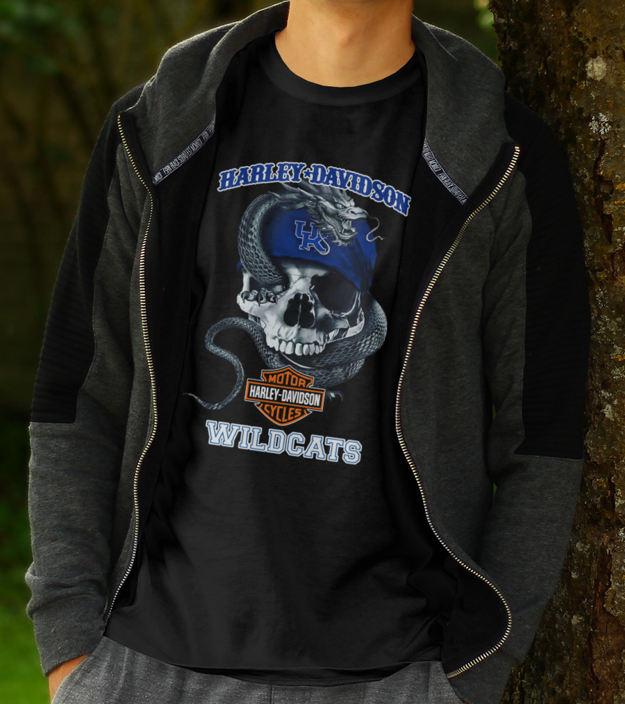 Harley Davidson Kentucky Wildcats Skull And Snake T-Shirt