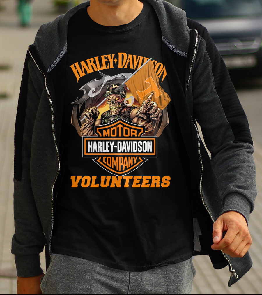 Harley Davidson Motor Company Tennessee Volunteers Skeleton T-Shirt