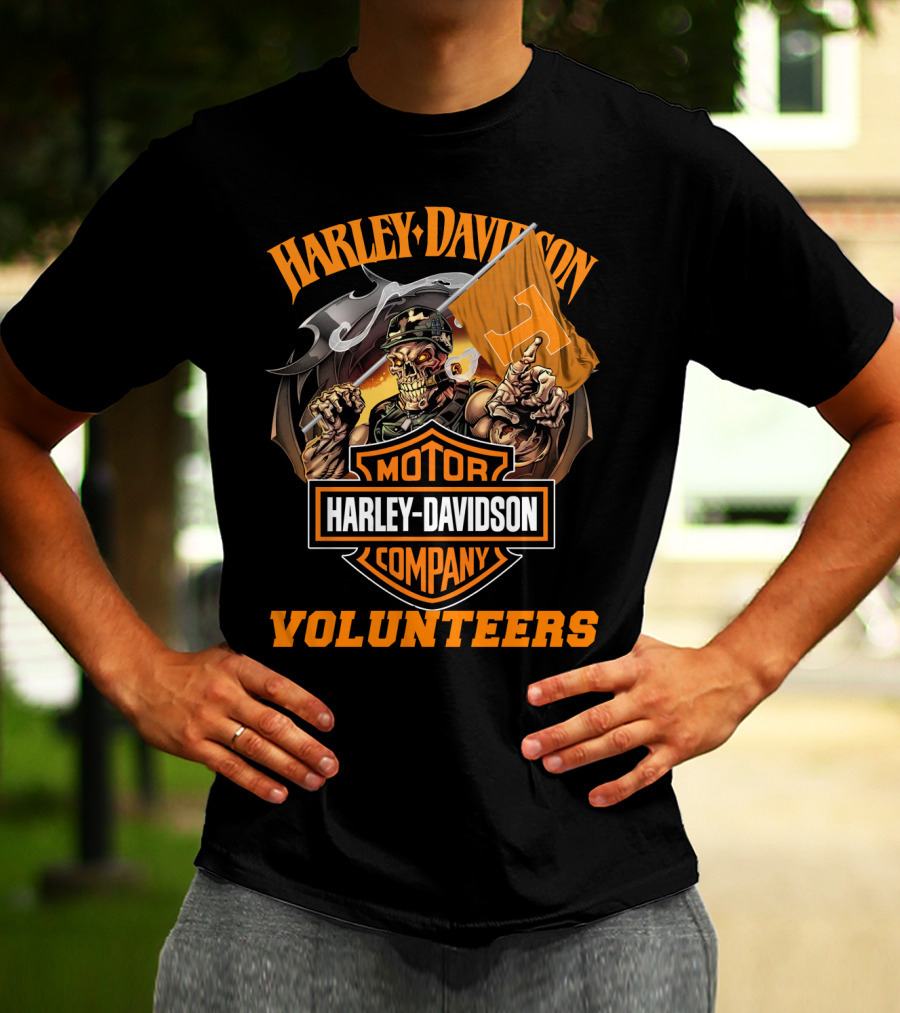 Harley Davidson Motor Company Tennessee Volunteers Skeleton T-Shirt