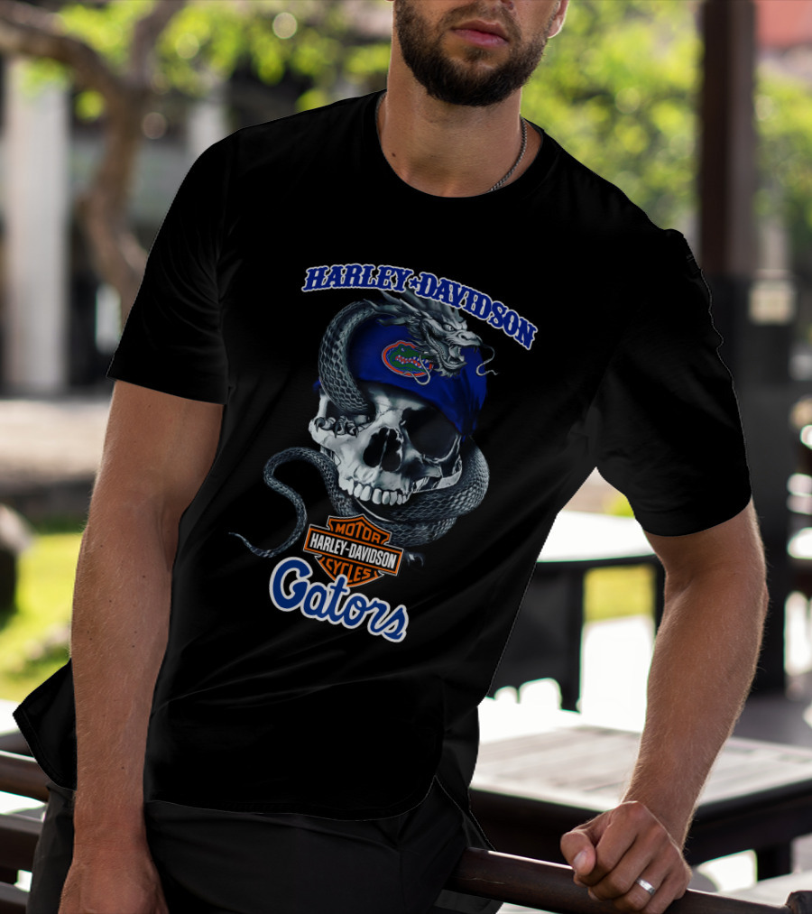 Harley Davidson Gators Skull Snake Motorcycle Cycles T-Shirt