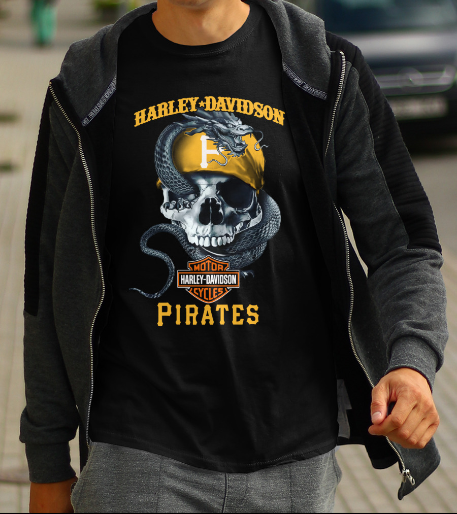 Harley Davidson Pirates Pittsburgh Skull And Snake T-Shirt