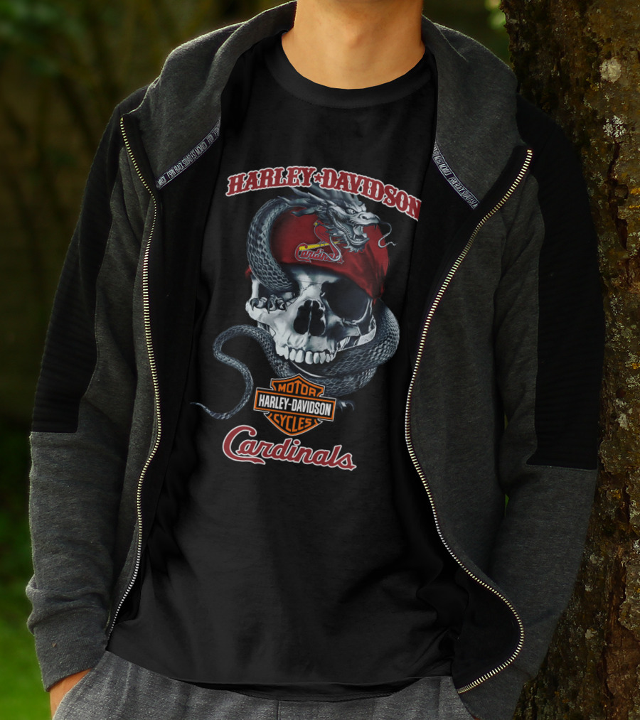 Harley Davidson St Louis Cardinals Skull Snake T-Shirt