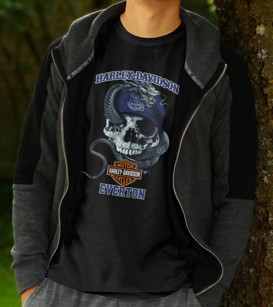 Harley Davidson Everton Motorcycles Skull Snake T-Shirt