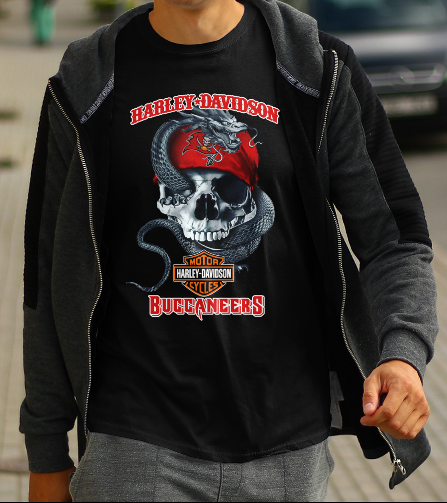 Harley Davidson Tampa Bay Buccaneers Skull And Snake T-Shirt