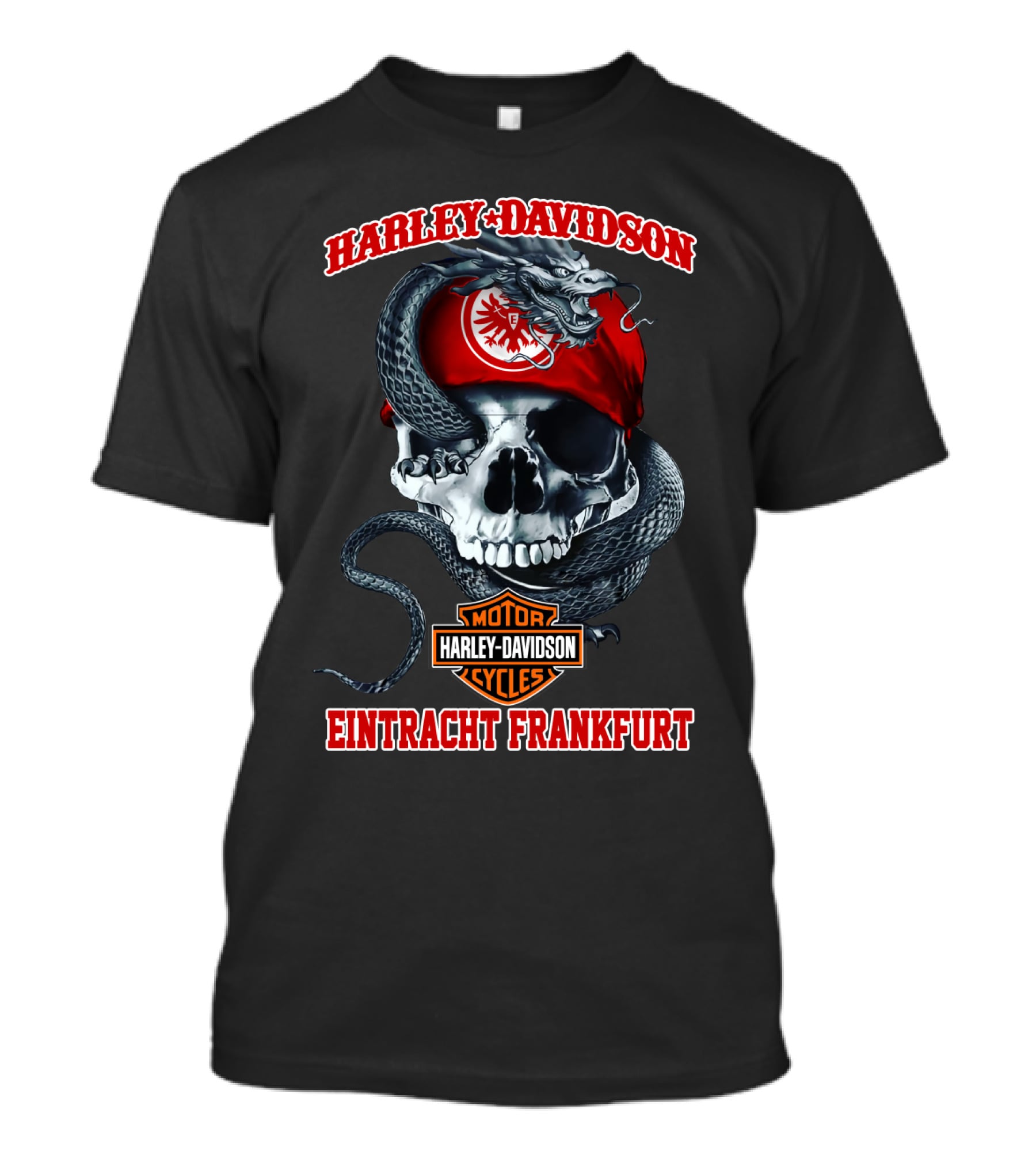 Harley Davidson Eintracht Frankfurt Skull Dragon Motor Cycles T-Shirt