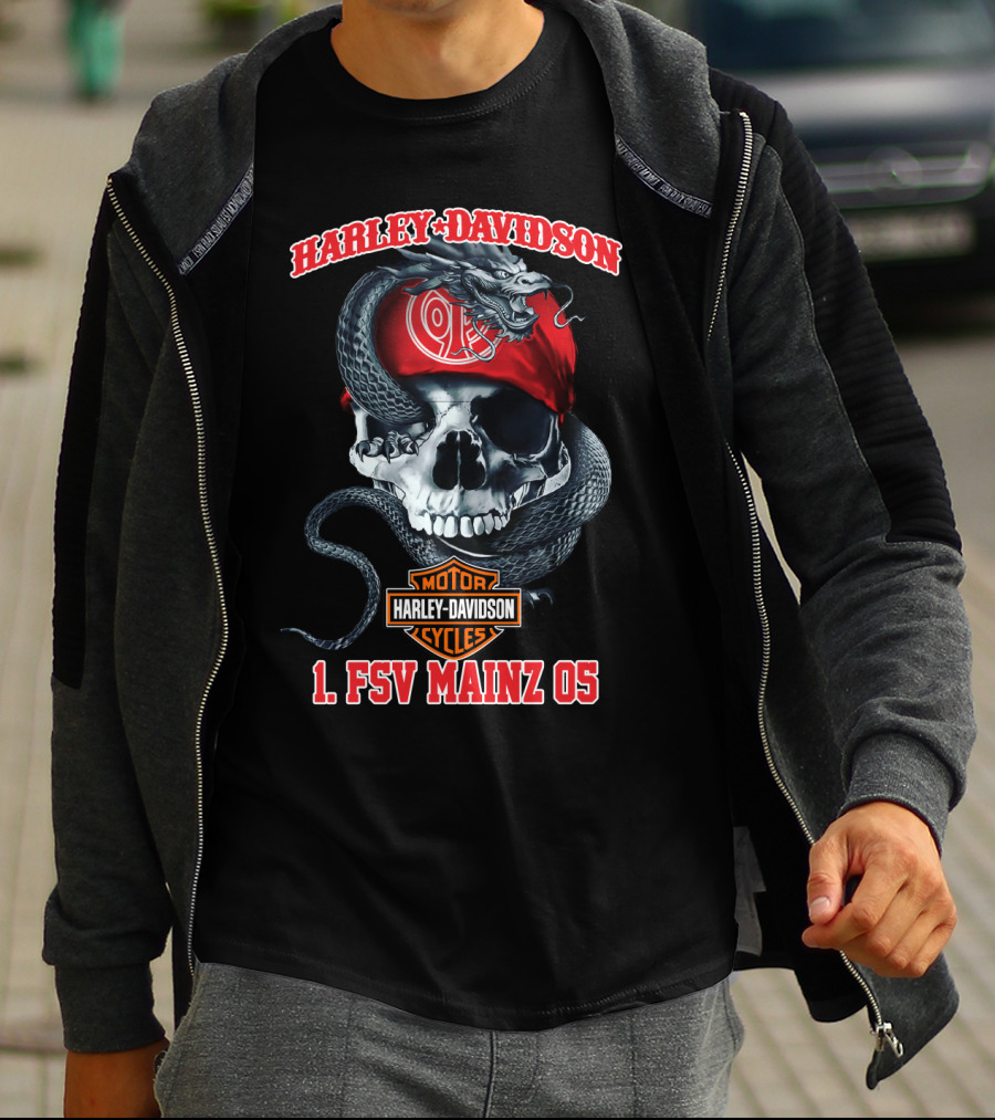Harley Davidson Motor Cycles Skull Snake 1. Fsv Mainz T-Shirt
