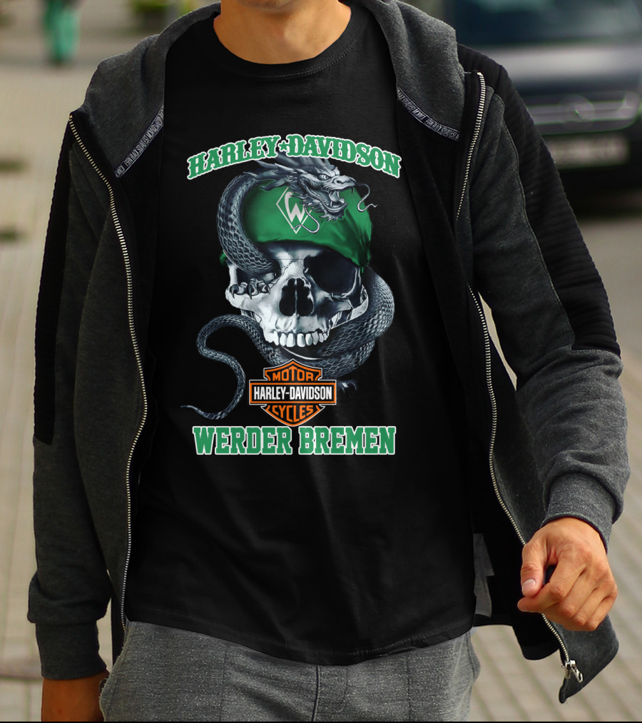 Harley Davidson Werder Bremen Skull Snake Motor Cycles T-Shirt