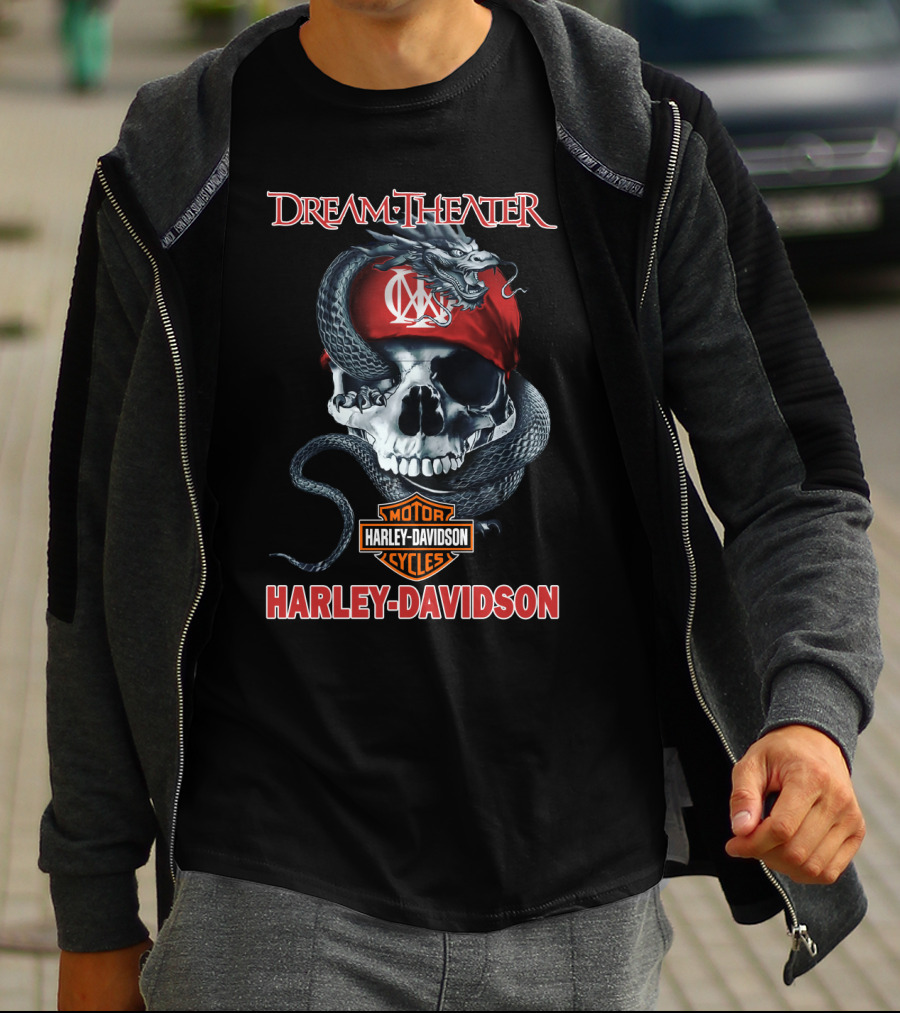 Dream Theater Harley Davidson Skull Snake T-Shirt