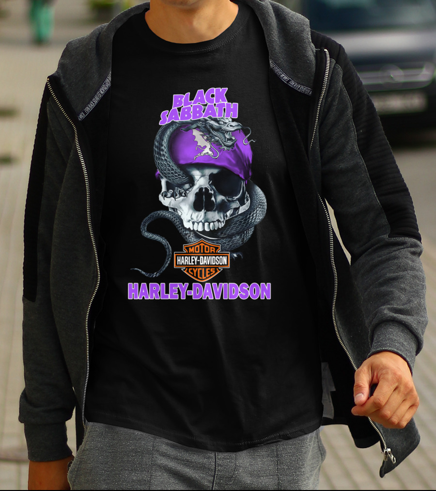Black Sabbath Harley Davidson Skull Snake T-Shirt