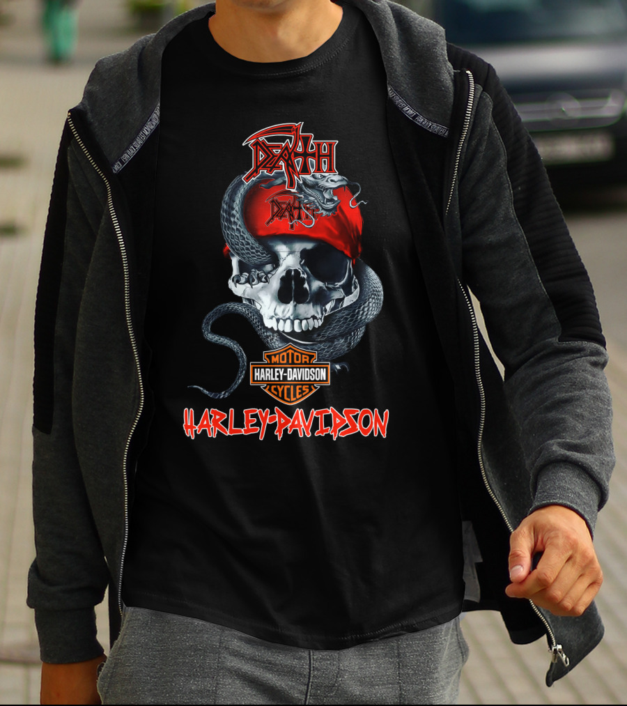 Death Skull Snake Harley Davidson Motorcycles T-Shirt