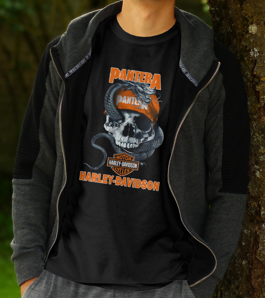 Pantera Harley Davidson Motorcycles Skull And Snake T-Shirt
