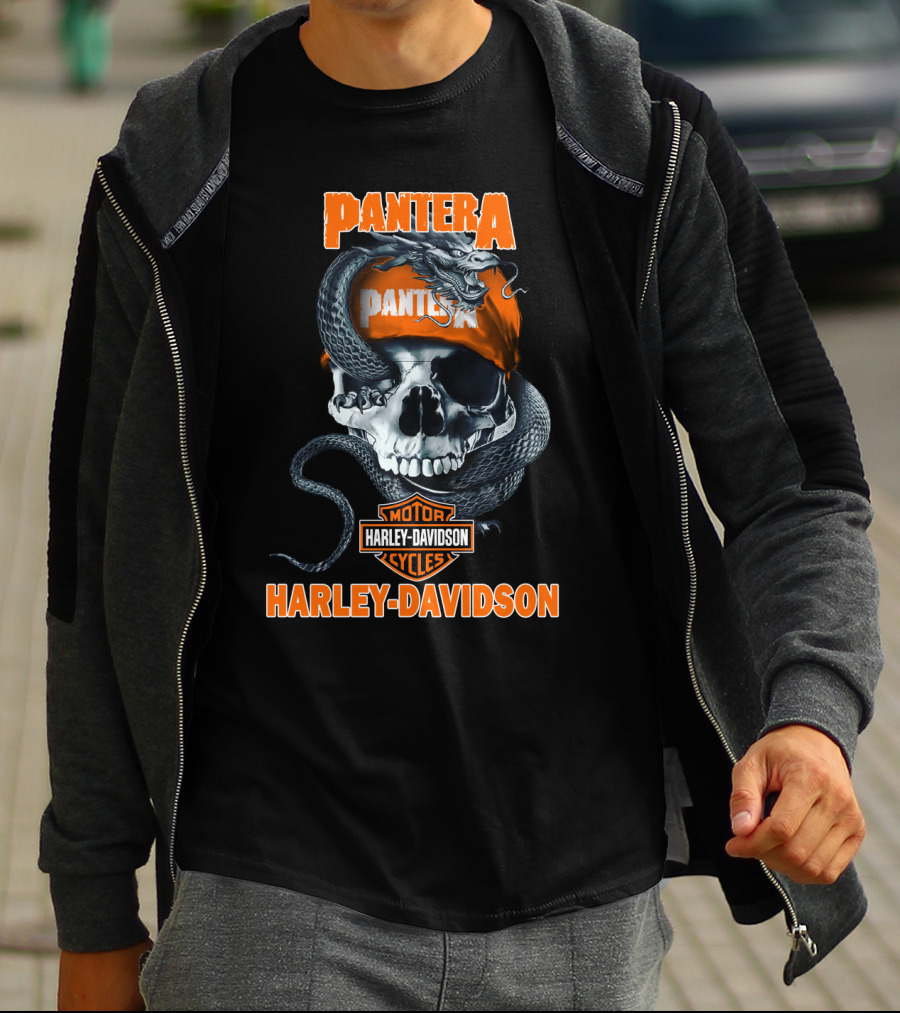 Pantera Harley Davidson Motorcycles Skull And Snake T-Shirt