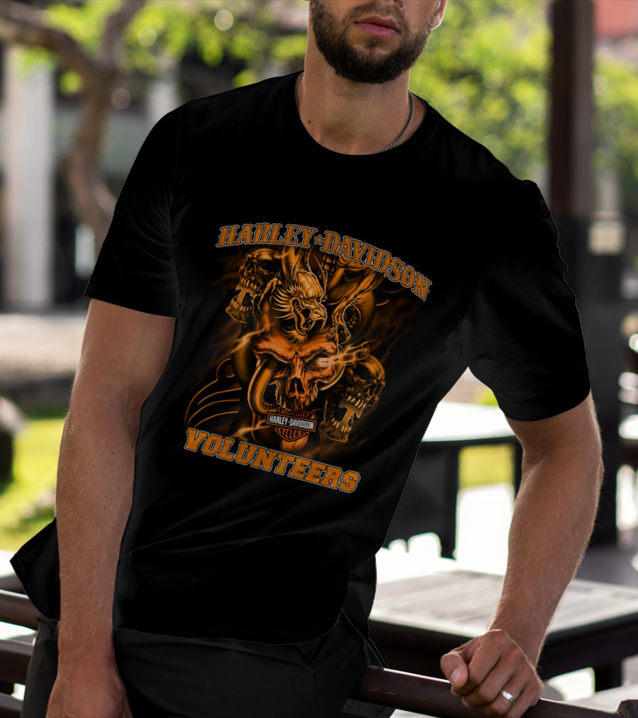 Harley Davidson Volunteers Tennessee Skull And Dragon T-Shirt