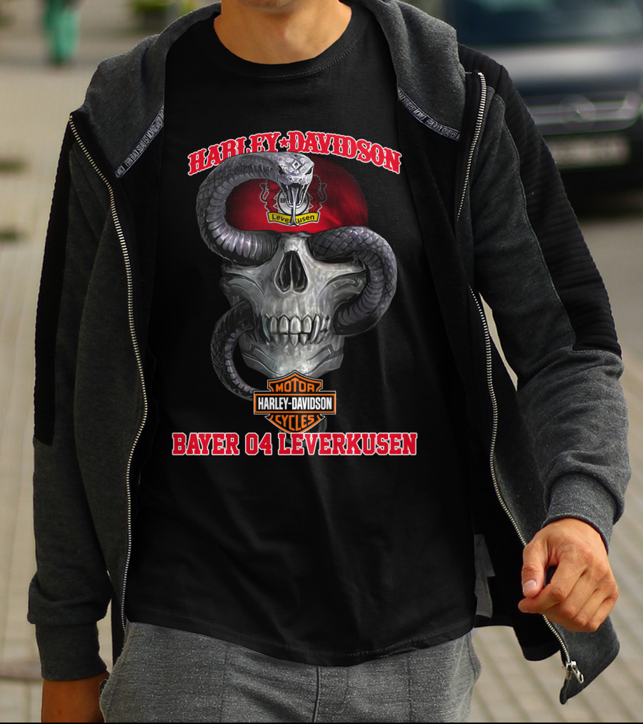 Harley Davidson Skull Snake Bayer 04 Leverkusen T-Shirt