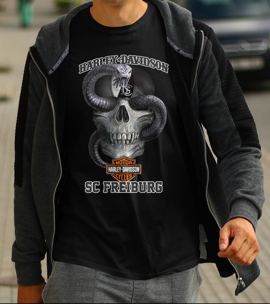 Harley Davidson Motor Cycles Skull Cobra Sc Freiburg T-Shirt